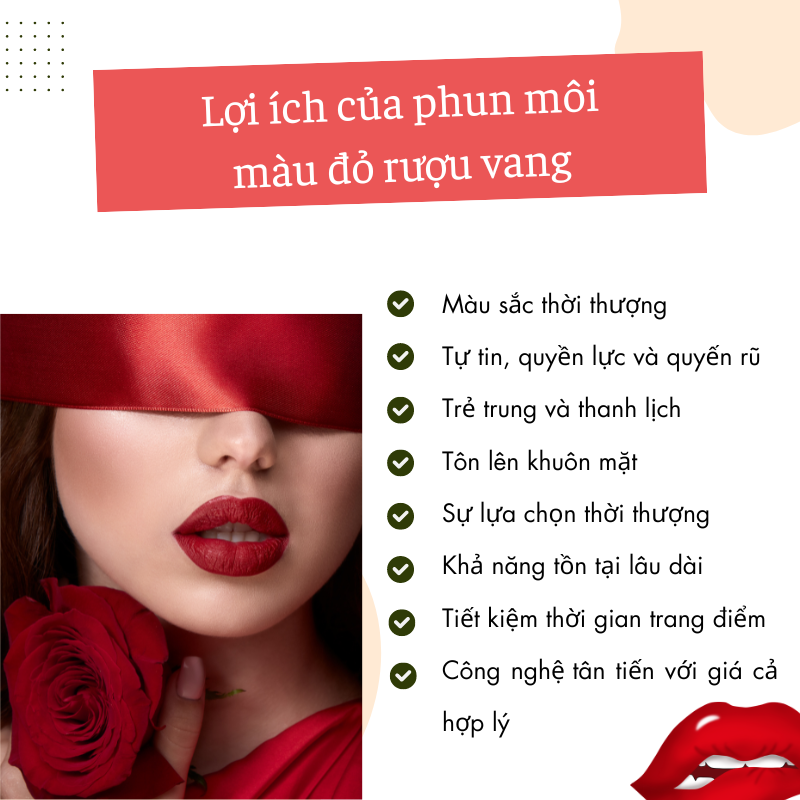 Phun môi màu đỏ rượu vang - Lựa chọn hoàn hảo cho đôi môi quyến rũ 11 Lợi ích của phun môi màu đỏ rượu vang (Nguồn: Internet)